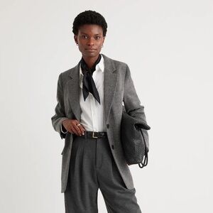 Quince Women's Italian Wool Oversized Blazer Herringbone Gray XS